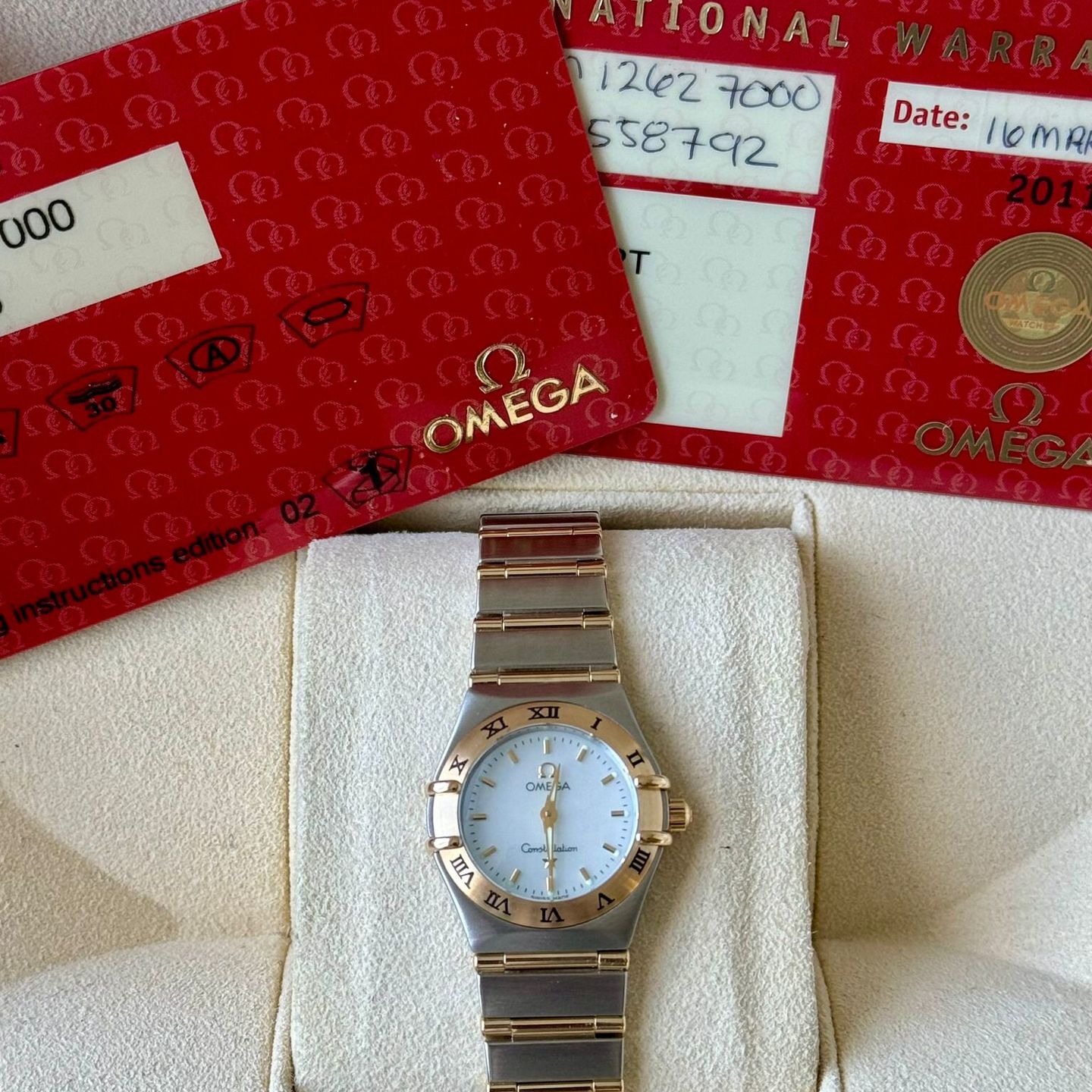 Omega Constellation 1262.70.00 (2004) - White dial 23 mm Gold/Steel case (7/7)