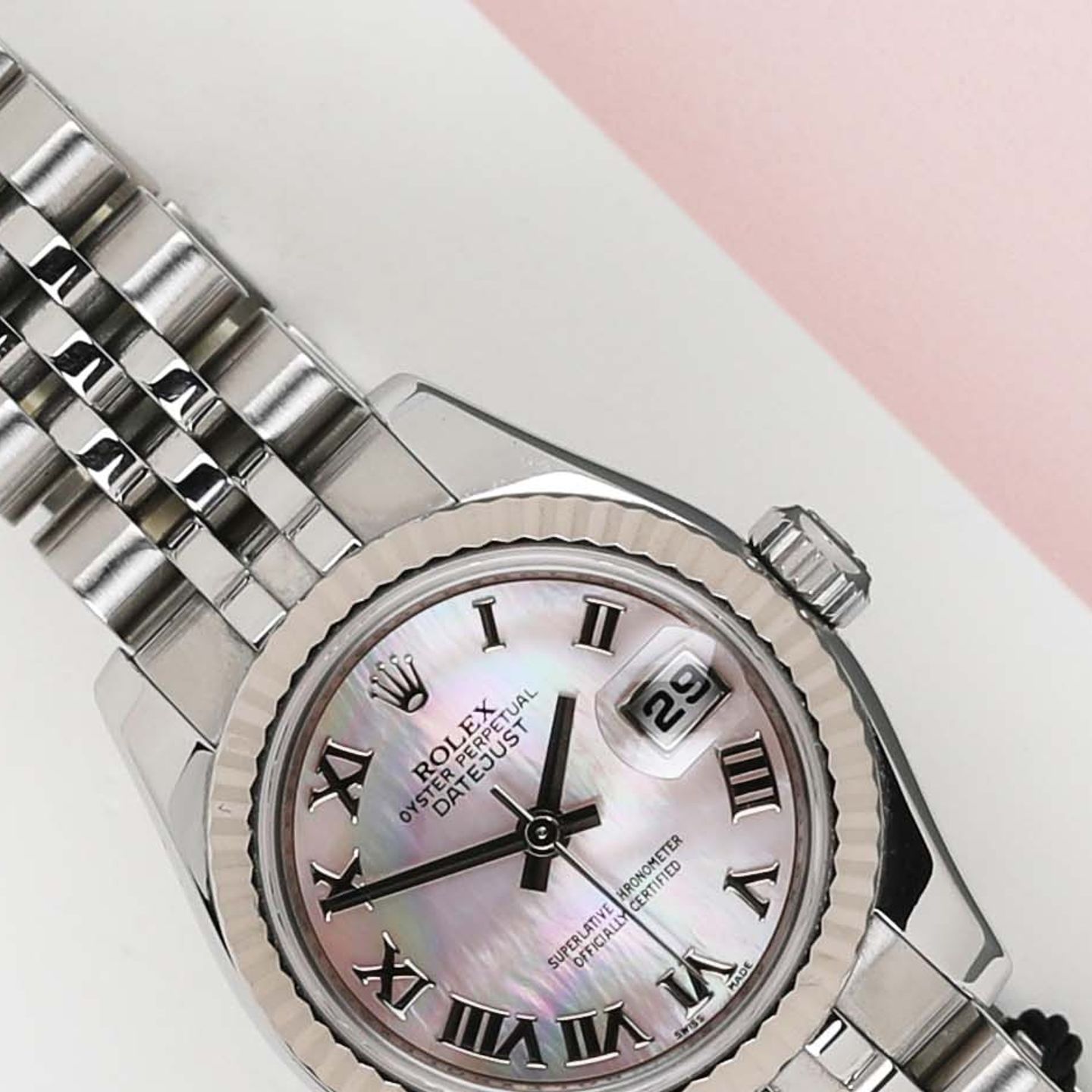 Rolex Lady-Datejust 179174 (2013) - Pearl dial 26 mm Steel case (2/7)