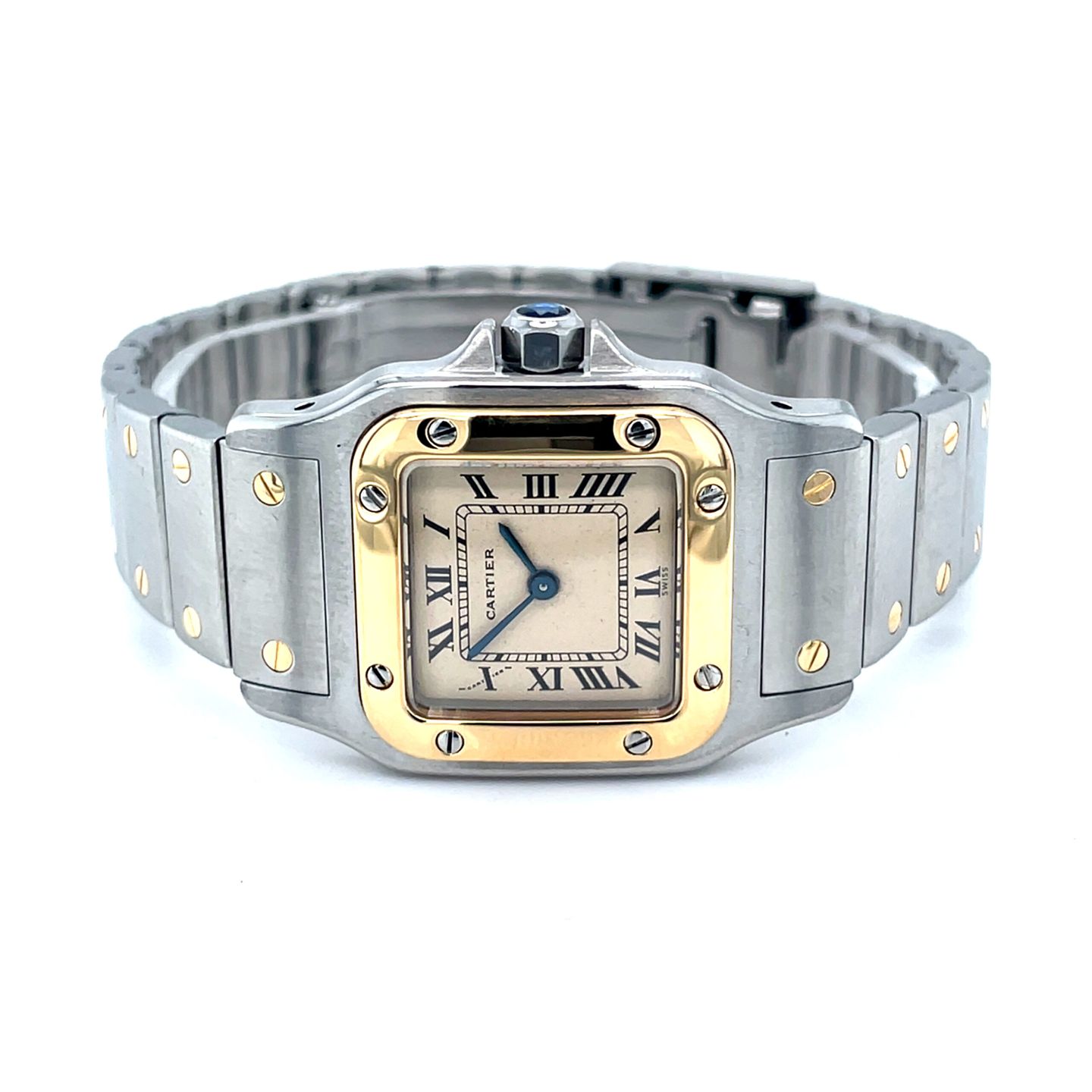 Cartier Santos 166930 (Unknown (random serial)) - White dial 24 mm Gold/Steel case (1/8)