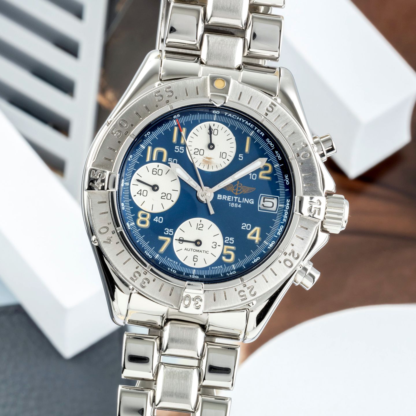 Breitling Colt Chronograph Automatic A13035.1 (1998) - Blauw wijzerplaat 41mm Staal (3/8)