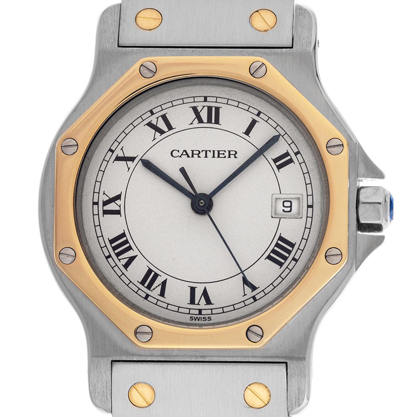 Cartier Santos 187902 (1993) - White dial 30 mm Gold/Steel case (1/8)