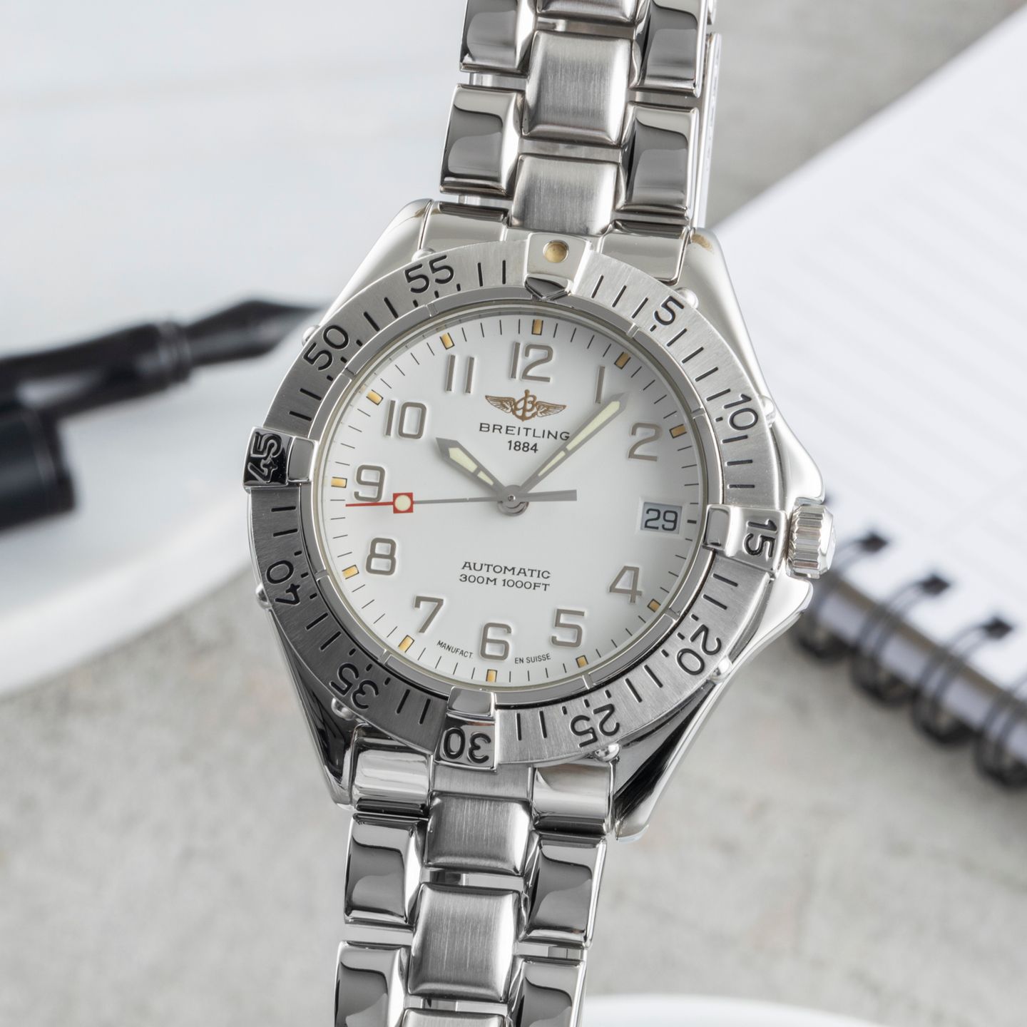 Breitling Colt Automatic A17035 (1995) - Wit wijzerplaat 38mm Staal (3/8)