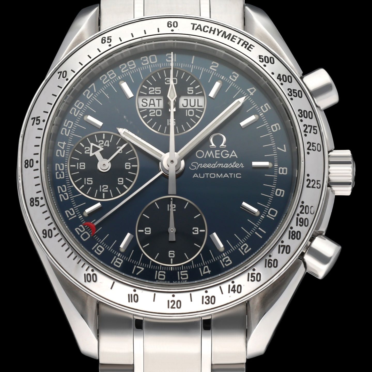 Omega Speedmaster Day Date 3523.80.00 (1998) - Blauw wijzerplaat 39mm Staal (1/8)