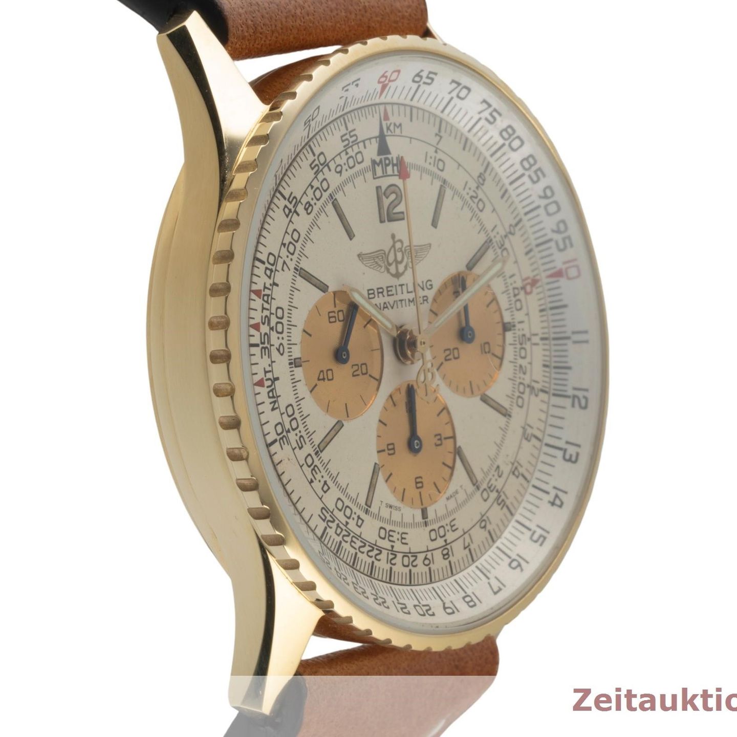 Breitling Navitimer Cosmonaute 81600 (1990) - Black dial 41 mm Yellow Gold case (7/8)