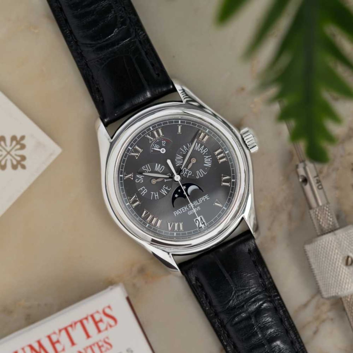 Patek Philippe Annual Calendar 5056P (2004) - Grijs wijzerplaat 37mm Platina (8/8)