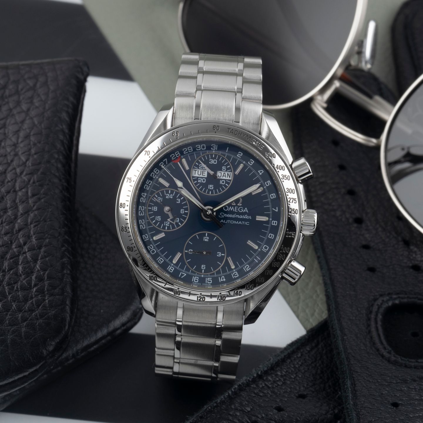 Omega Speedmaster Day Date 3523.80.00 (1998) - Blauw wijzerplaat 39mm Staal (1/8)