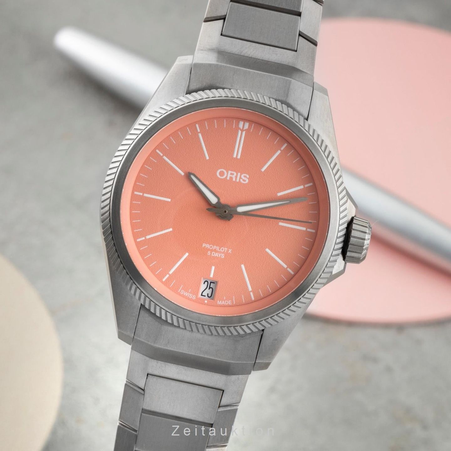 Oris Big Crown ProPilot 01 400 7778 7158-07 7 20 01TLC (Onbekend (willekeurig serienummer)) - Oranje wijzerplaat 39mm Titanium (1/8)