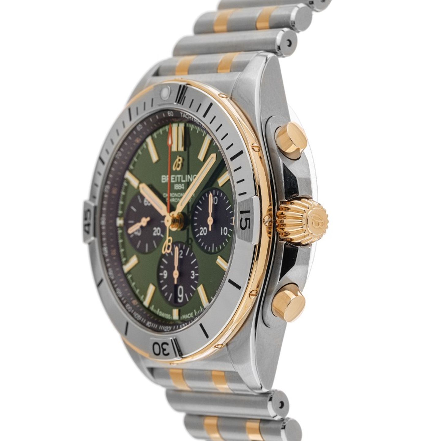 Breitling Chronomat 42 UB0134131L1U1 (2025) - Green dial 43 mm Gold/Steel case (4/7)