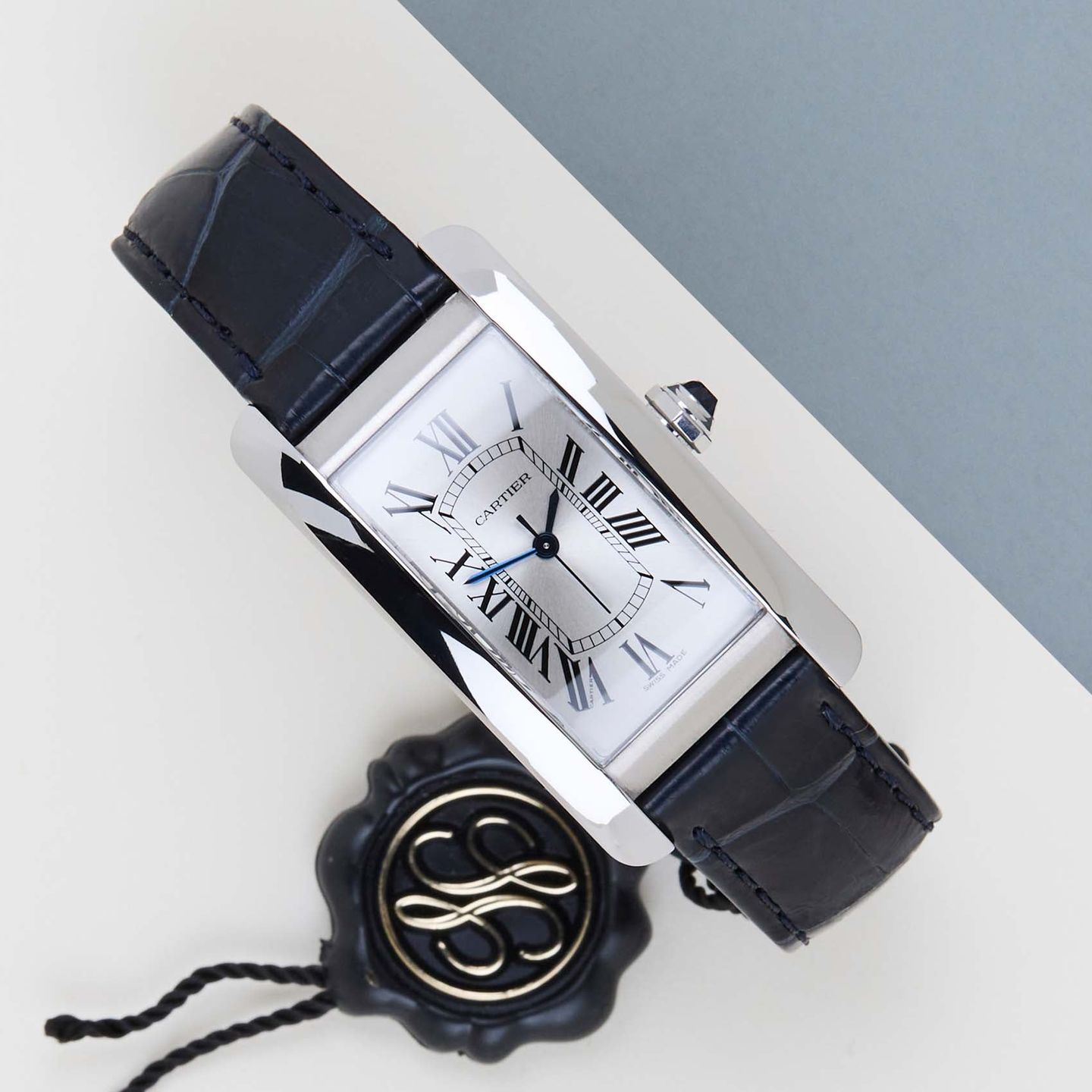Cartier Tank Américaine WSTA0017 (2019) - Wit wijzerplaat 42mm Staal (1/8)