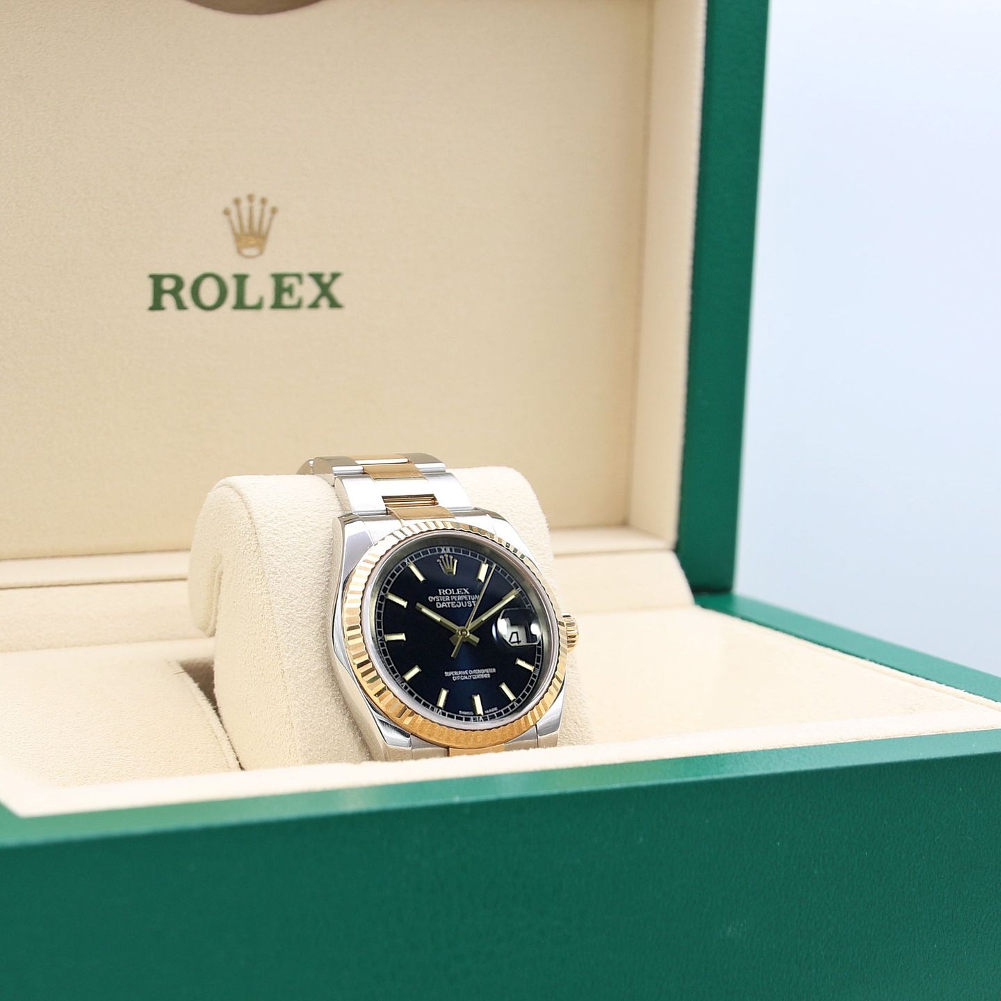 Rolex Datejust 36 116233 (Unknown (random serial)) - Blue dial 36 mm Gold/Steel case (1/7)