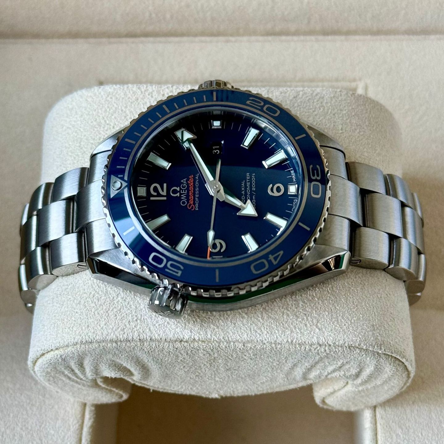 Omega Seamaster Planet Ocean 232.90.38.20.03.001 (Onbekend (willekeurig serienummer)) - Blauw wijzerplaat 38mm Titanium (5/7)