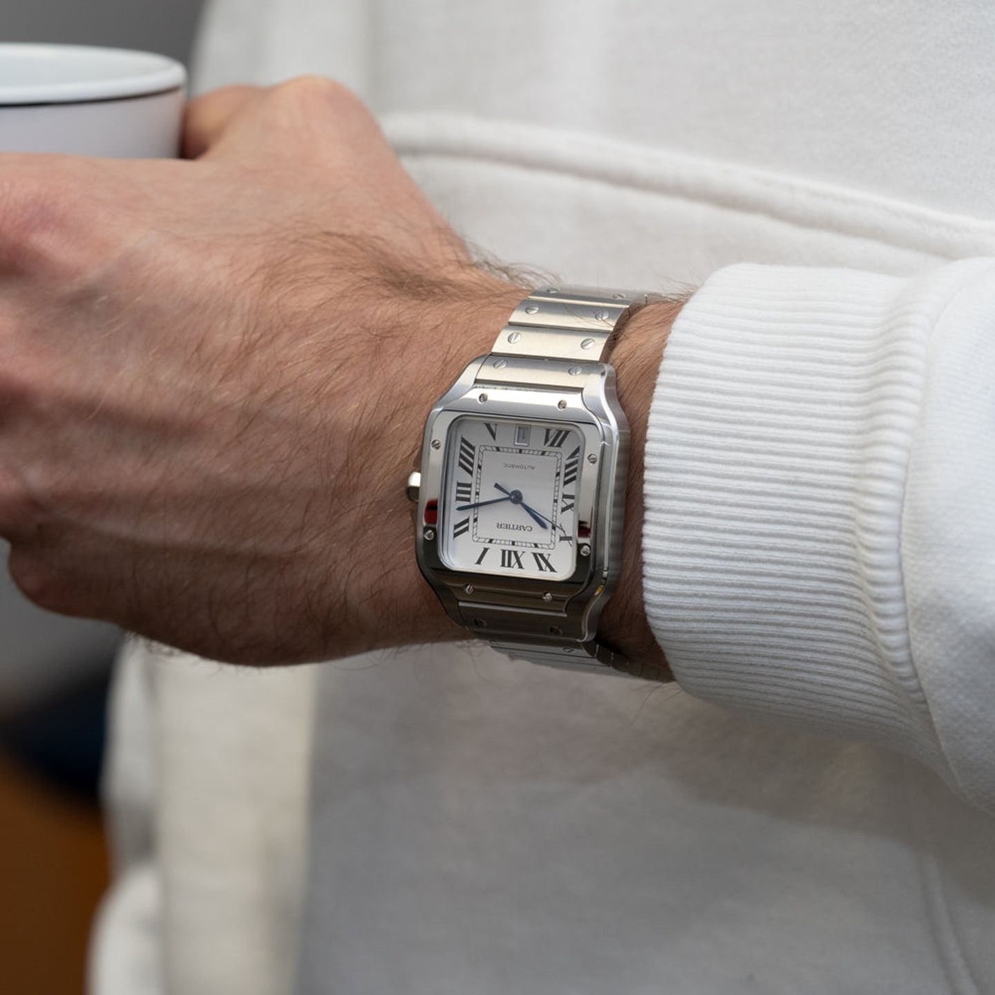 Cartier Santos WSSA0018 (2024) - Zilver wijzerplaat 40mm Staal (4/5)