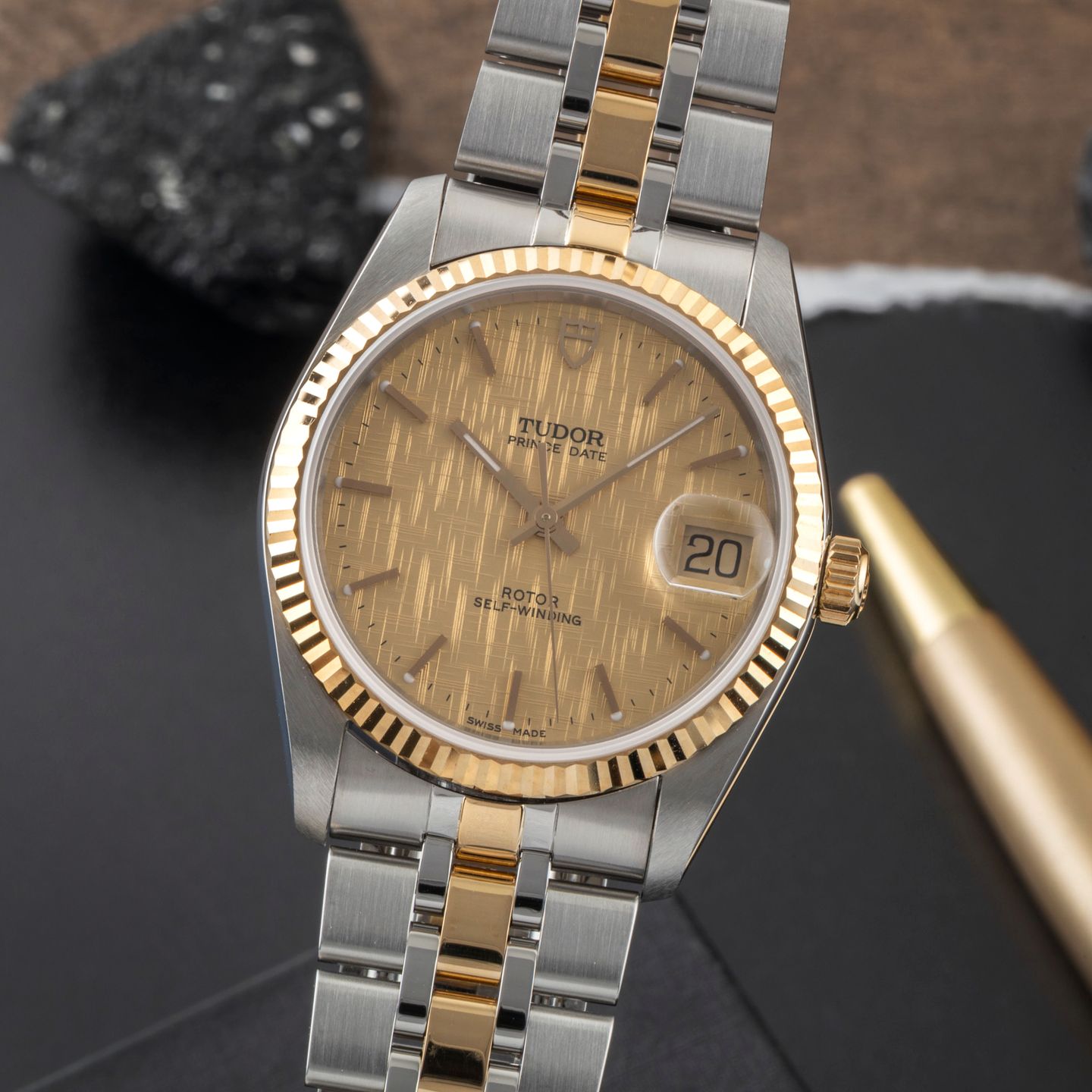 Tudor Prince Date 74033 (Unknown (random serial)) - Champagne dial 34 mm Gold/Steel case (3/8)