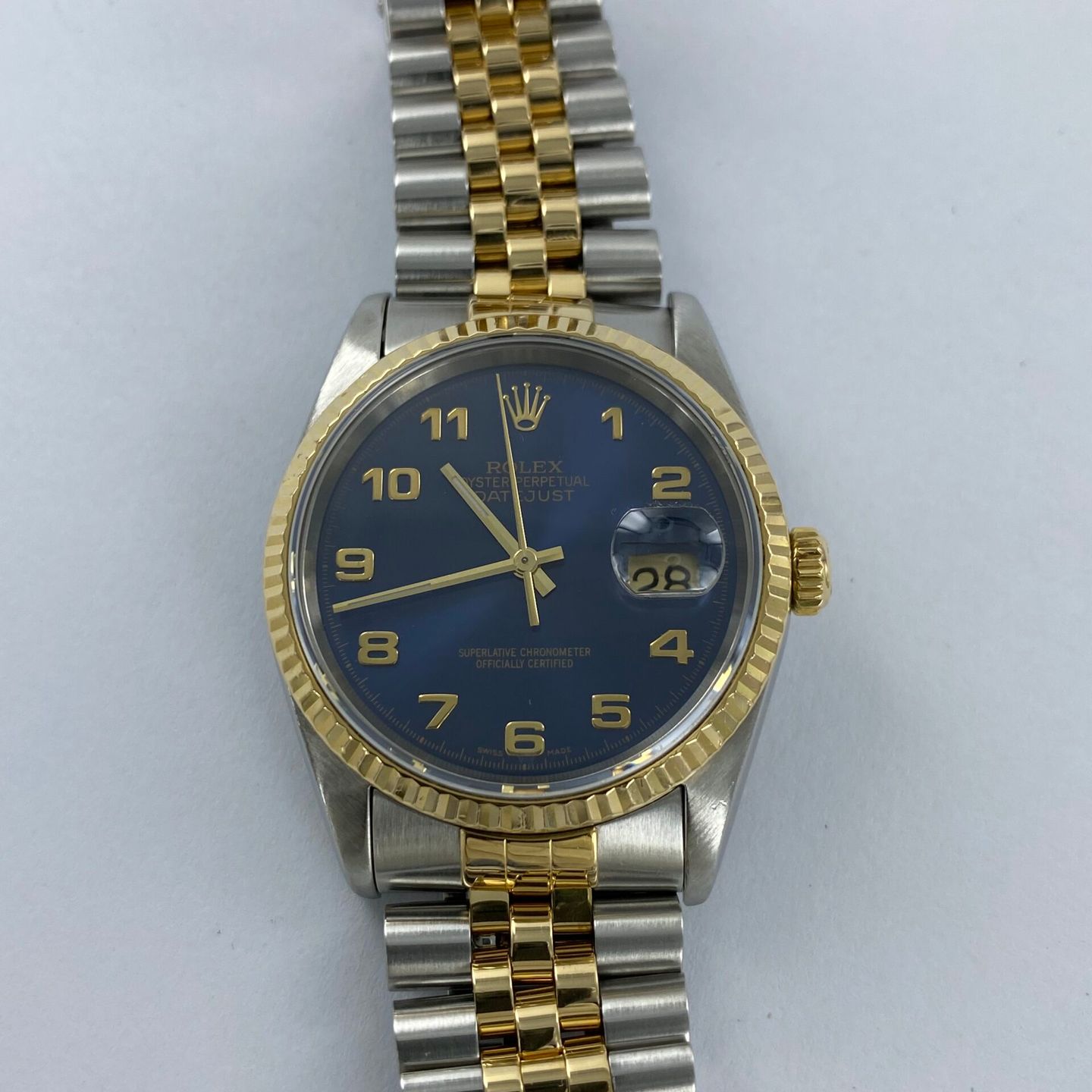 Rolex Datejust 36 - (Unknown (random serial)) - Blue dial 36 mm Gold/Steel case (5/6)