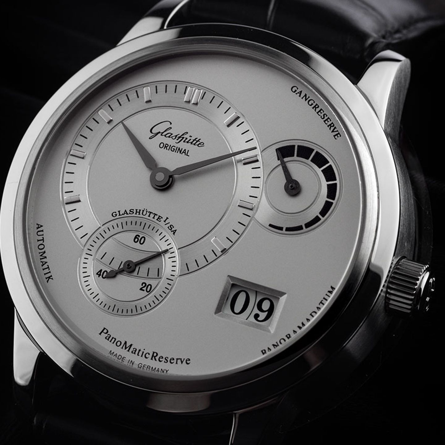 Glashütte Original PanoReserve 1-90-03-02-02-04 (2007) - Silver dial 39 mm Steel case (3/7)