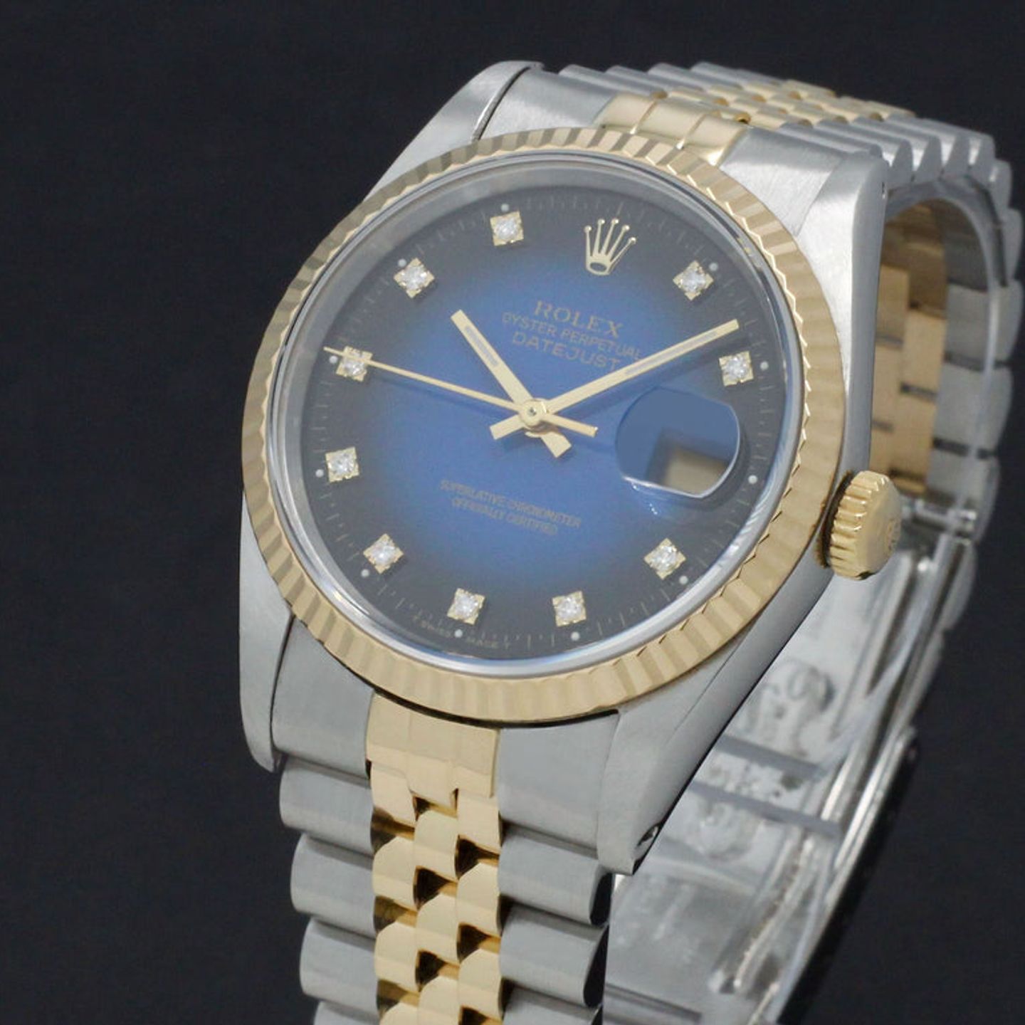 Rolex Datejust 16233 (1990) - Blue dial 36 mm Gold/Steel case (7/7)