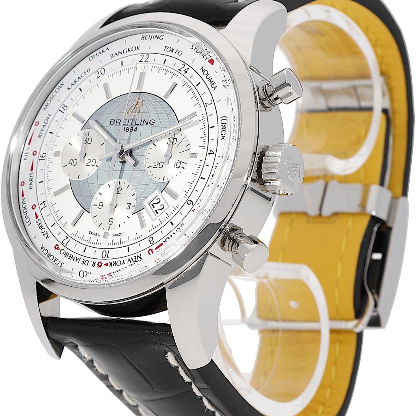 Breitling Transocean Chronograph Unitime AB0510U0/A732 (2022) - White dial 46 mm Steel case (3/5)