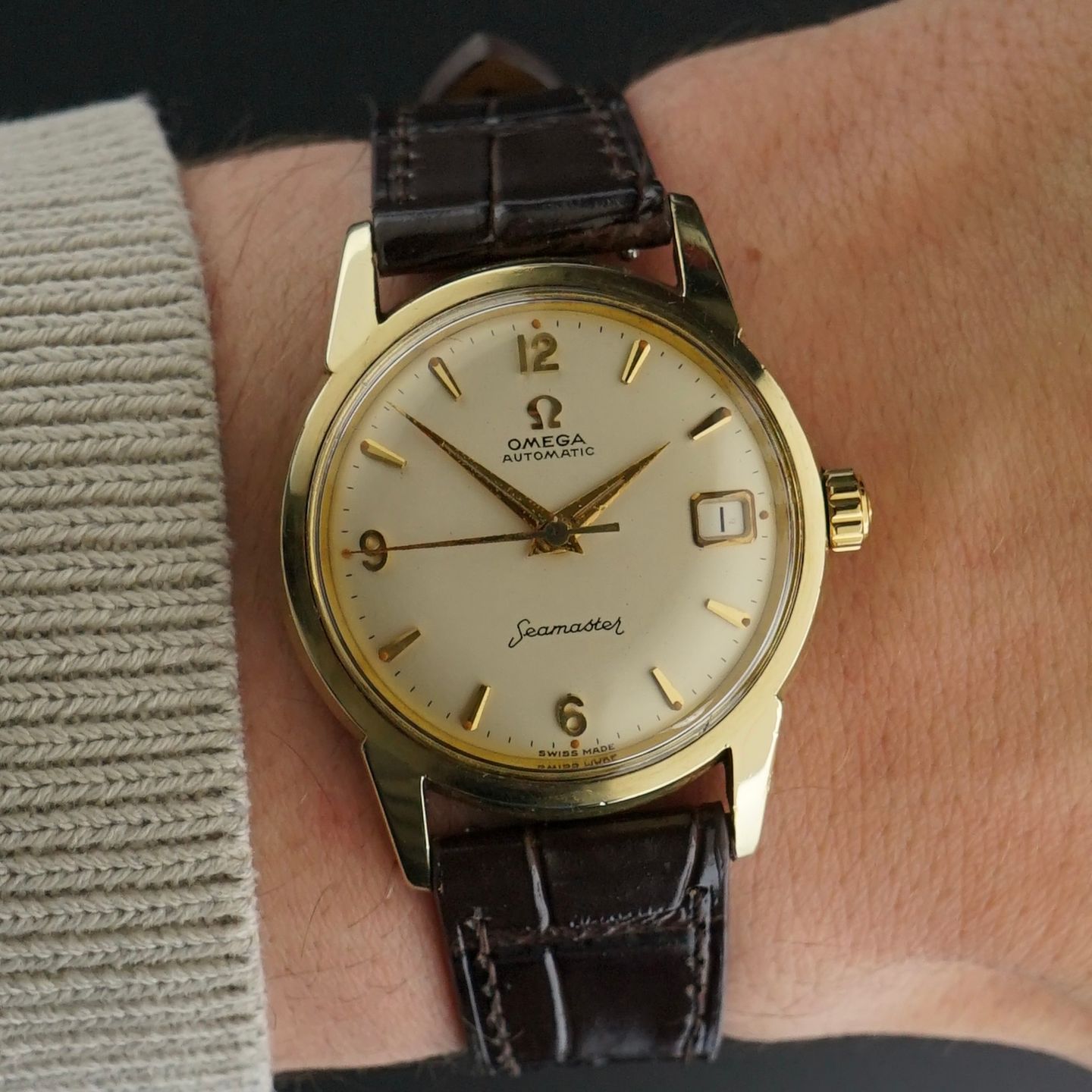 Omega Seamaster 14746 (1961) - White dial 34 mm Gold/Steel case (2/8)