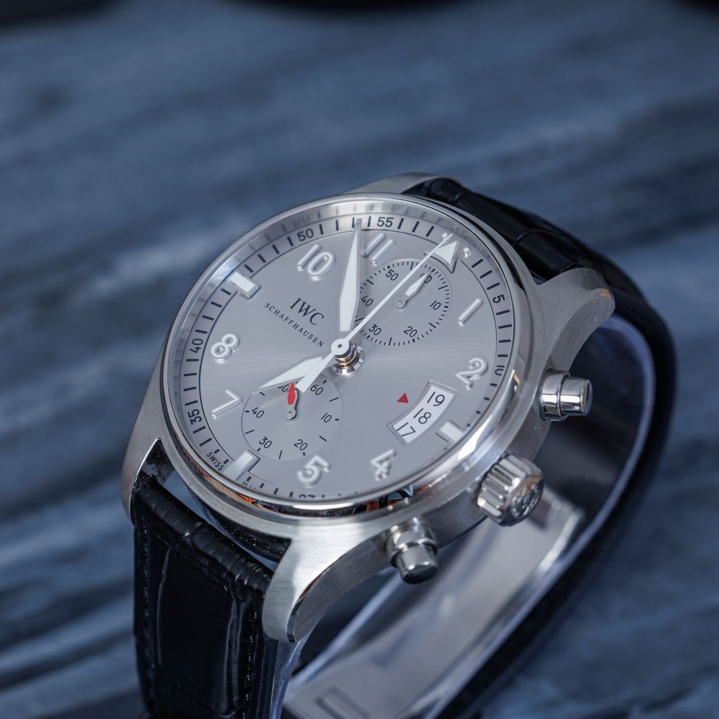 IWC Pilot Spitfire Chronograph IW387809 (2016) - Silver dial 43 mm Steel case (3/8)