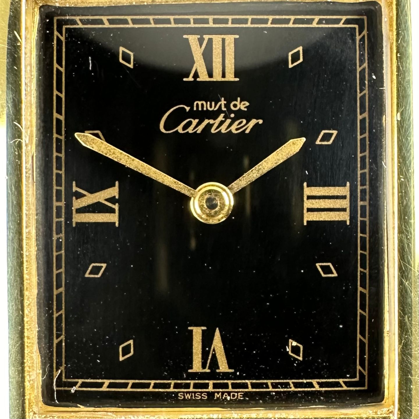 Cartier Tank Vermeil 590005 (1990) - Zwart wijzerplaat 23mm Goud/Staal (8/8)