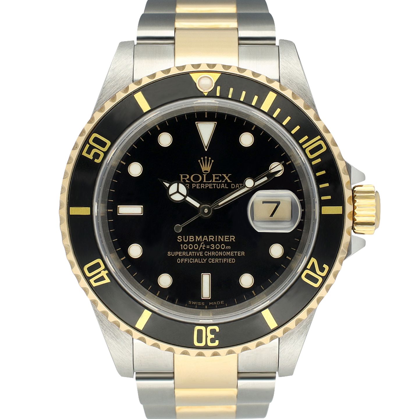 Rolex Submariner Date 16613LN (1999) - Black dial 40 mm Gold/Steel case (2/8)