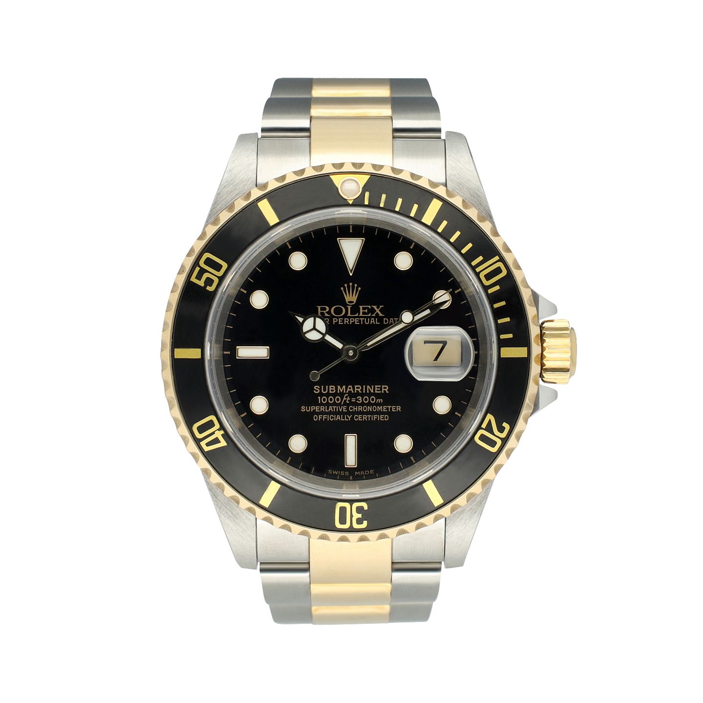 Rolex Submariner Date 16613LN (1999) - Zwart wijzerplaat 40mm Goud/Staal (3/8)