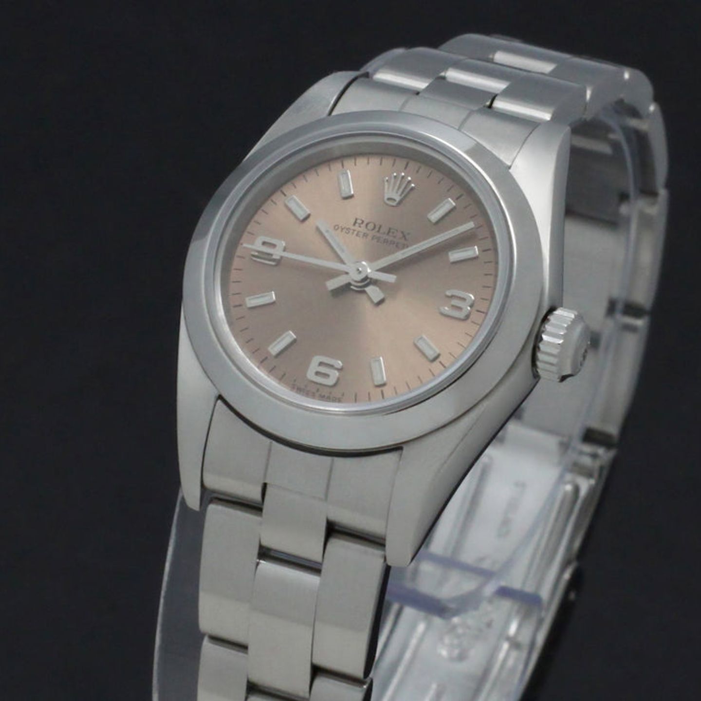 Rolex Oyster Perpetual 76080 (2003) - Roze wijzerplaat 26mm Staal (7/7)