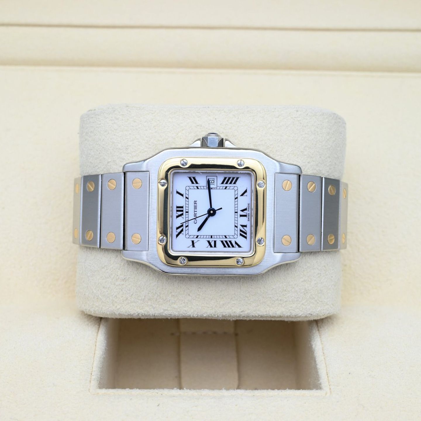 Cartier Santos 2961 (Onbekend (willekeurig serienummer)) - Wit wijzerplaat 29mm Goud/Staal (5/8)