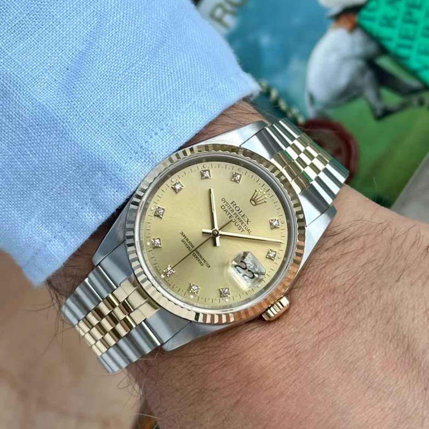 Rolex Datejust 36 16233 (1988) - Goud wijzerplaat 36mm Goud/Staal (5/8)