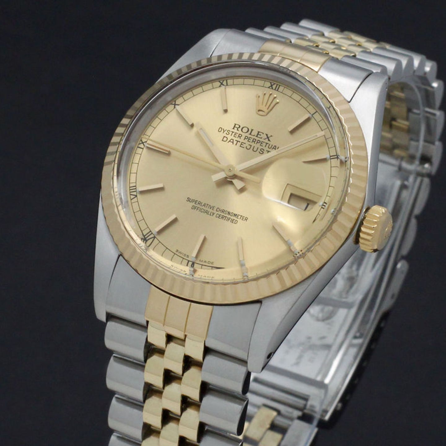 Rolex Datejust 36 16013 (1983) - Gold dial 36 mm Gold/Steel case (7/7)