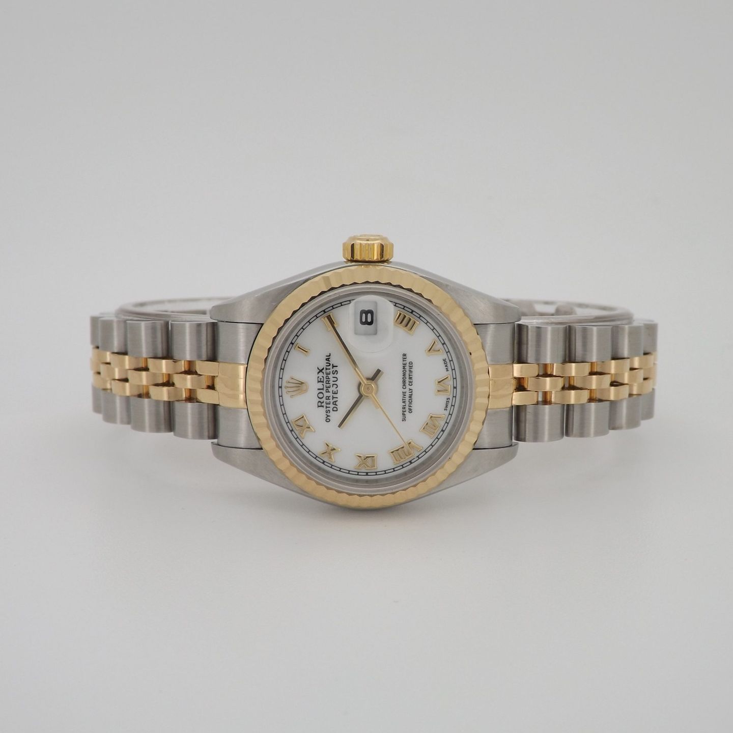 Rolex Lady-Datejust 79173 (2002) - Wit wijzerplaat 26mm Goud/Staal (3/8)