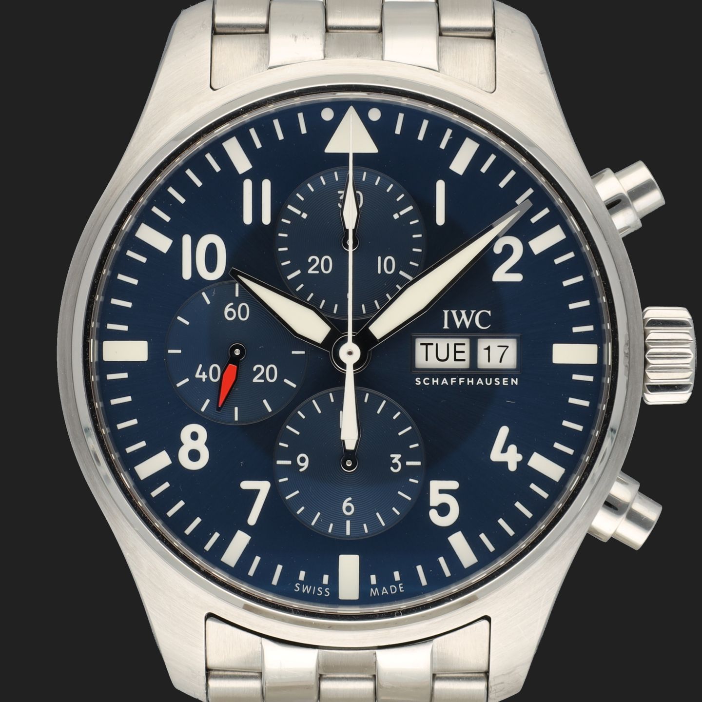 IWC Pilot Chronograph IW377717 (2020) - Blue dial 43 mm Steel case (2/8)