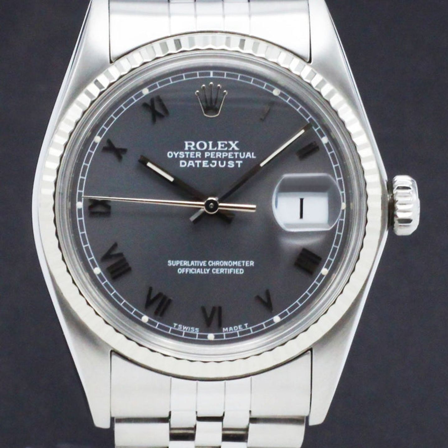 Rolex Datejust 36 16014 (1988) - Grijs wijzerplaat 36mm Staal (1/7)