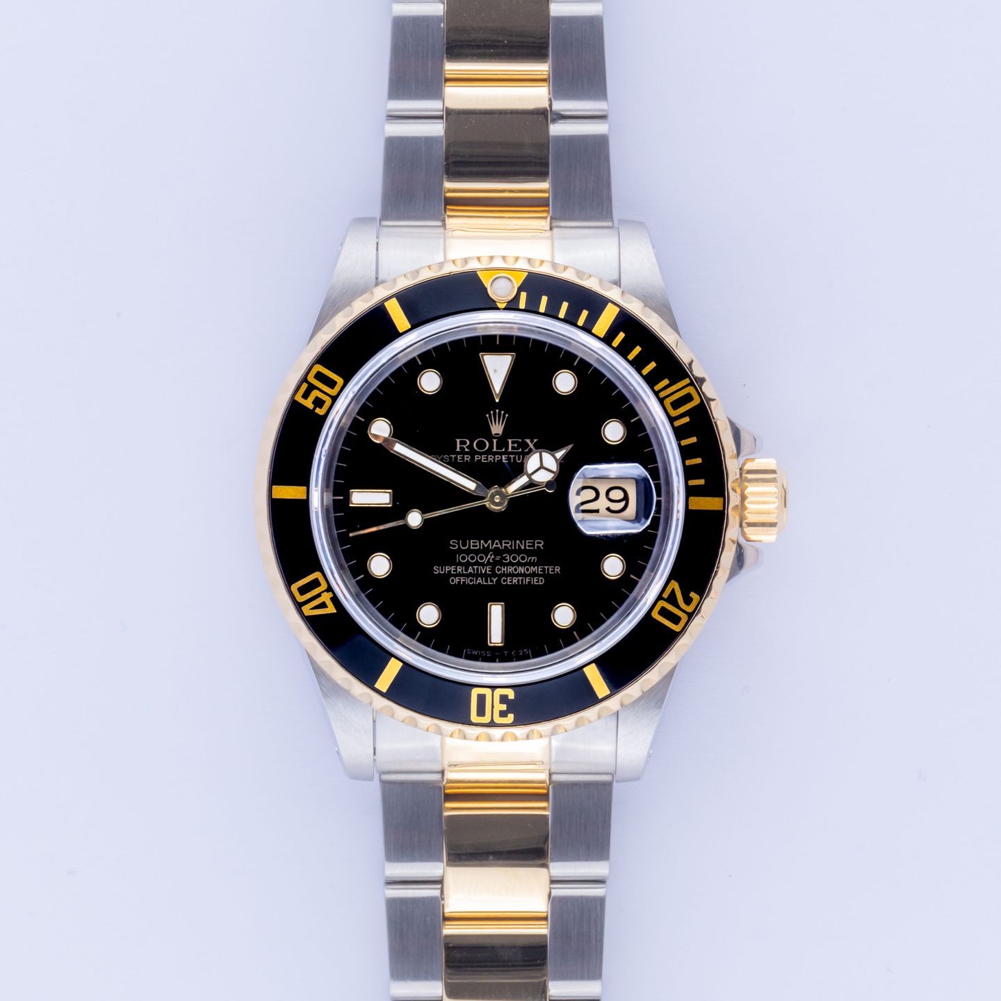 Rolex Submariner Date 16613 (1989) - Zwart wijzerplaat 40mm Goud/Staal (3/8)