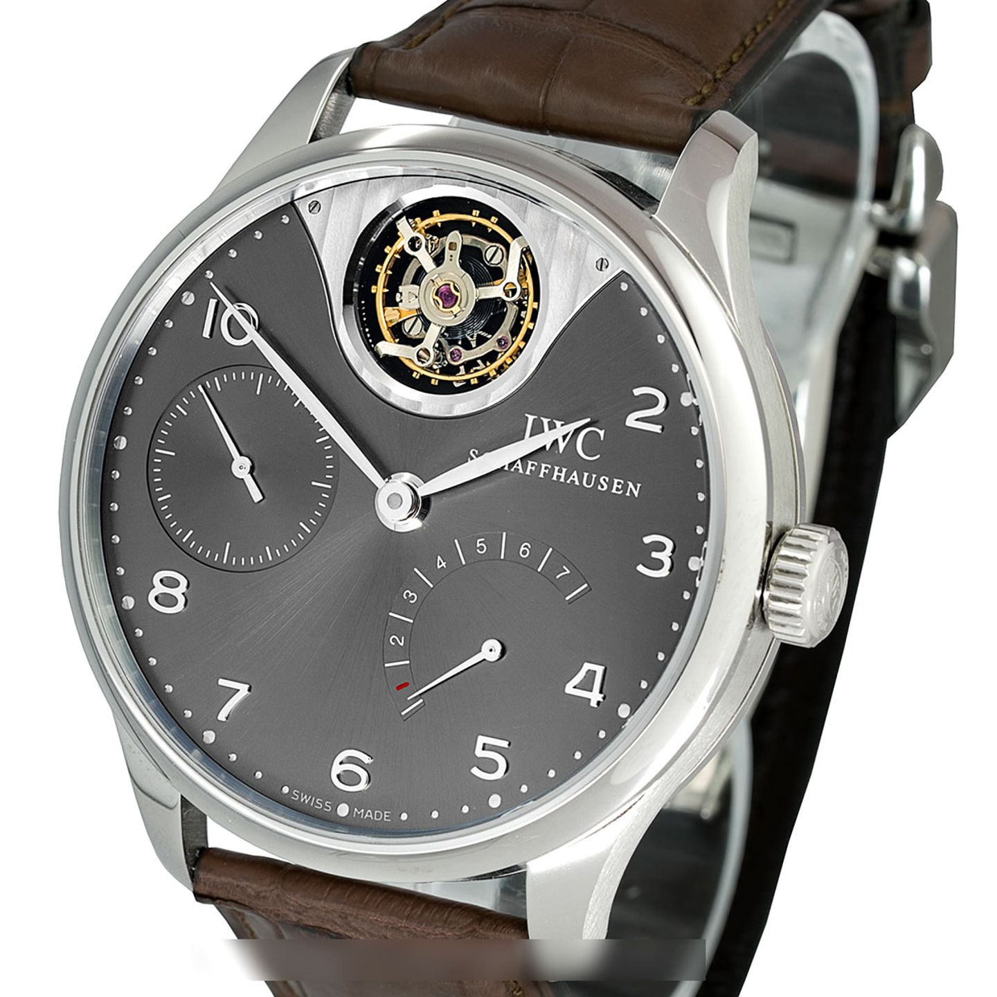 IWC Portuguese Tourbillon IW504207 (Onbekend (willekeurig serienummer)) - Grijs wijzerplaat 44mm Witgoud (1/5)