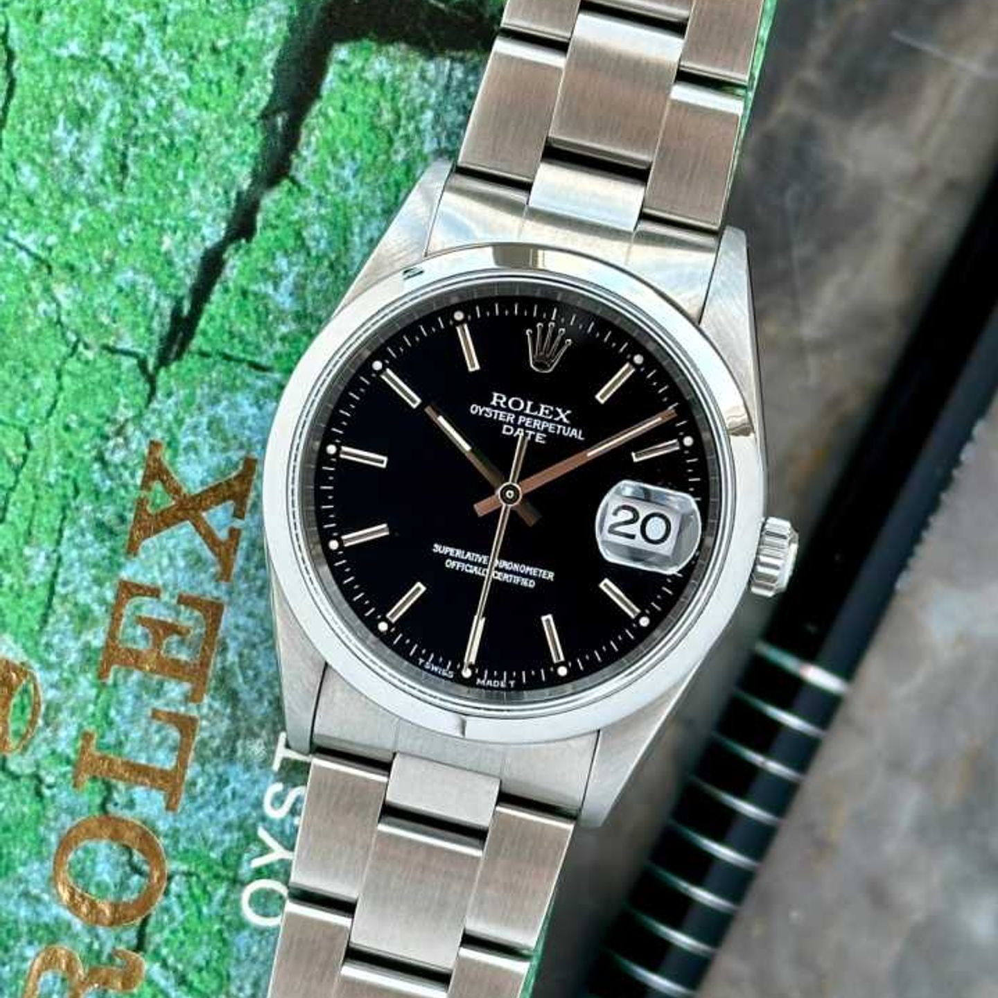 Rolex Oyster Perpetual Date 15200 (1995) - Black dial 34 mm Steel case (1/8)