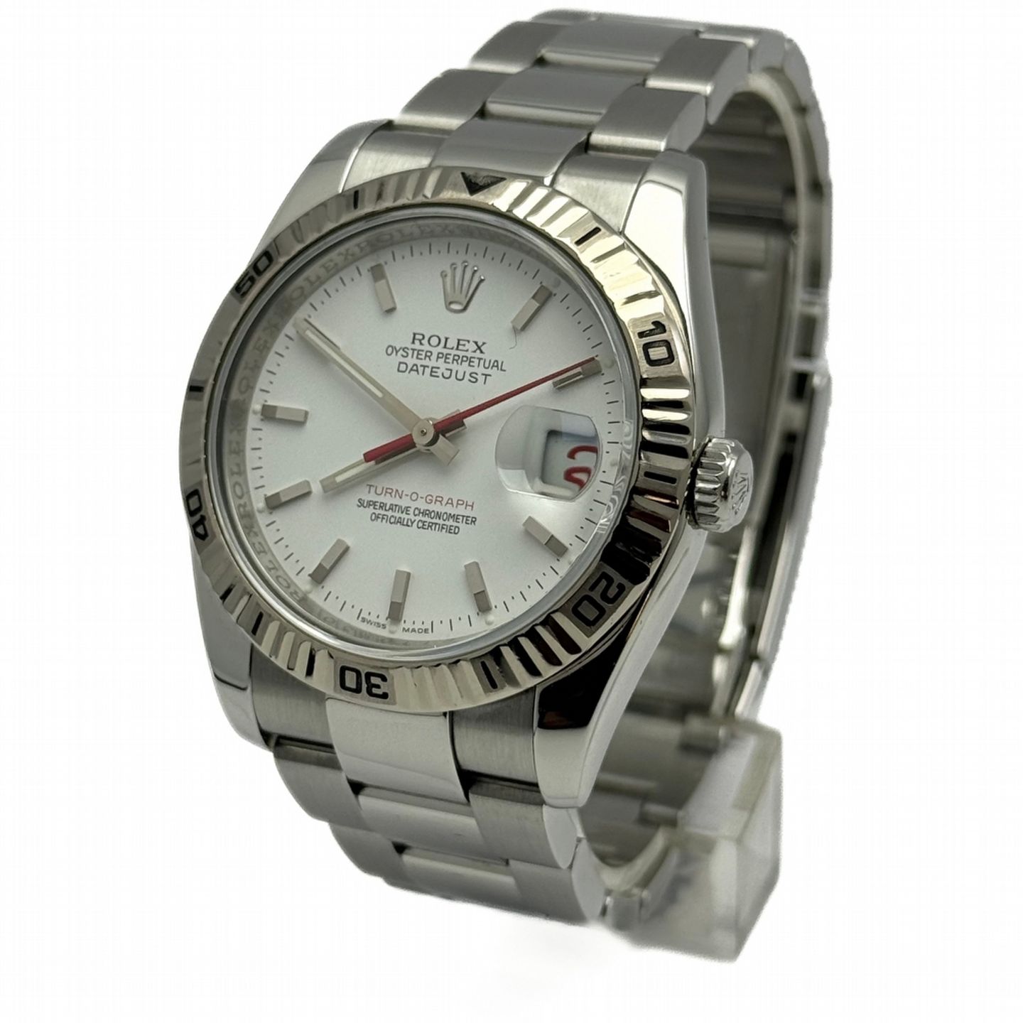 Rolex Datejust Turn-O-Graph 116264 (2005) - Wit wijzerplaat 36mm Staal (1/10)