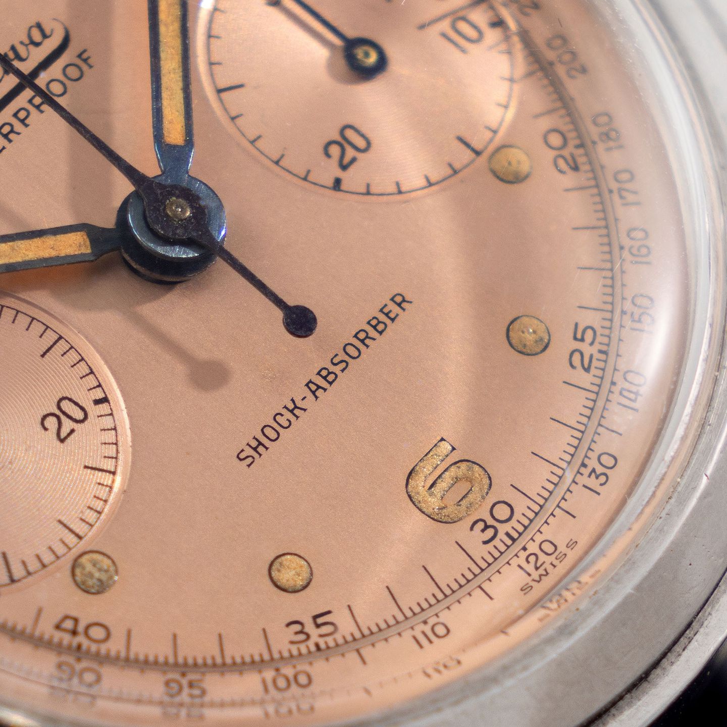 Minerva Vintage 1335 (1940) - Pink dial 34 mm Unknown case (1/8)