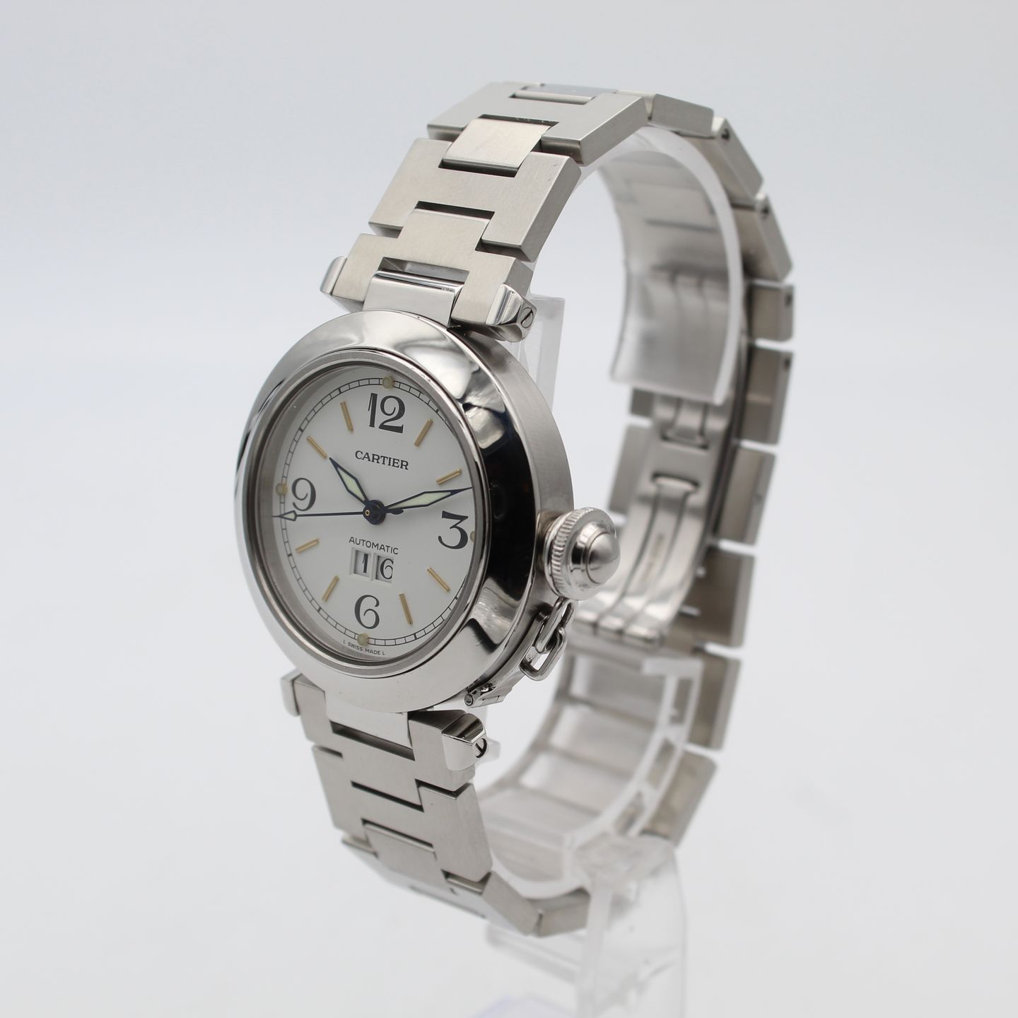 Cartier Pasha C W31044M7 (2002) - Wit wijzerplaat 35mm Staal (3/8)