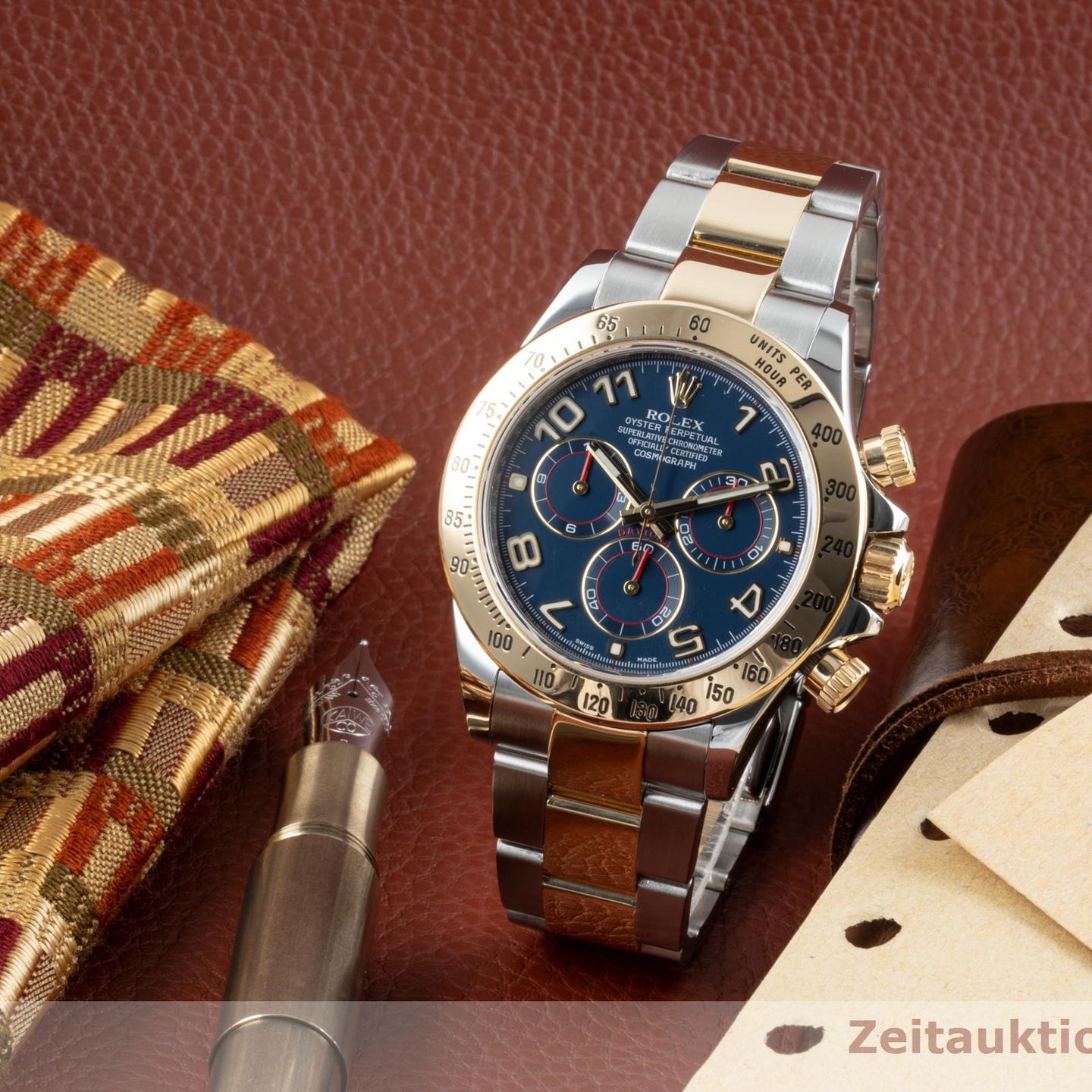 Rolex Daytona 116523 (Onbekend (willekeurig serienummer)) - Blauw wijzerplaat 40mm Goud/Staal (1/8)