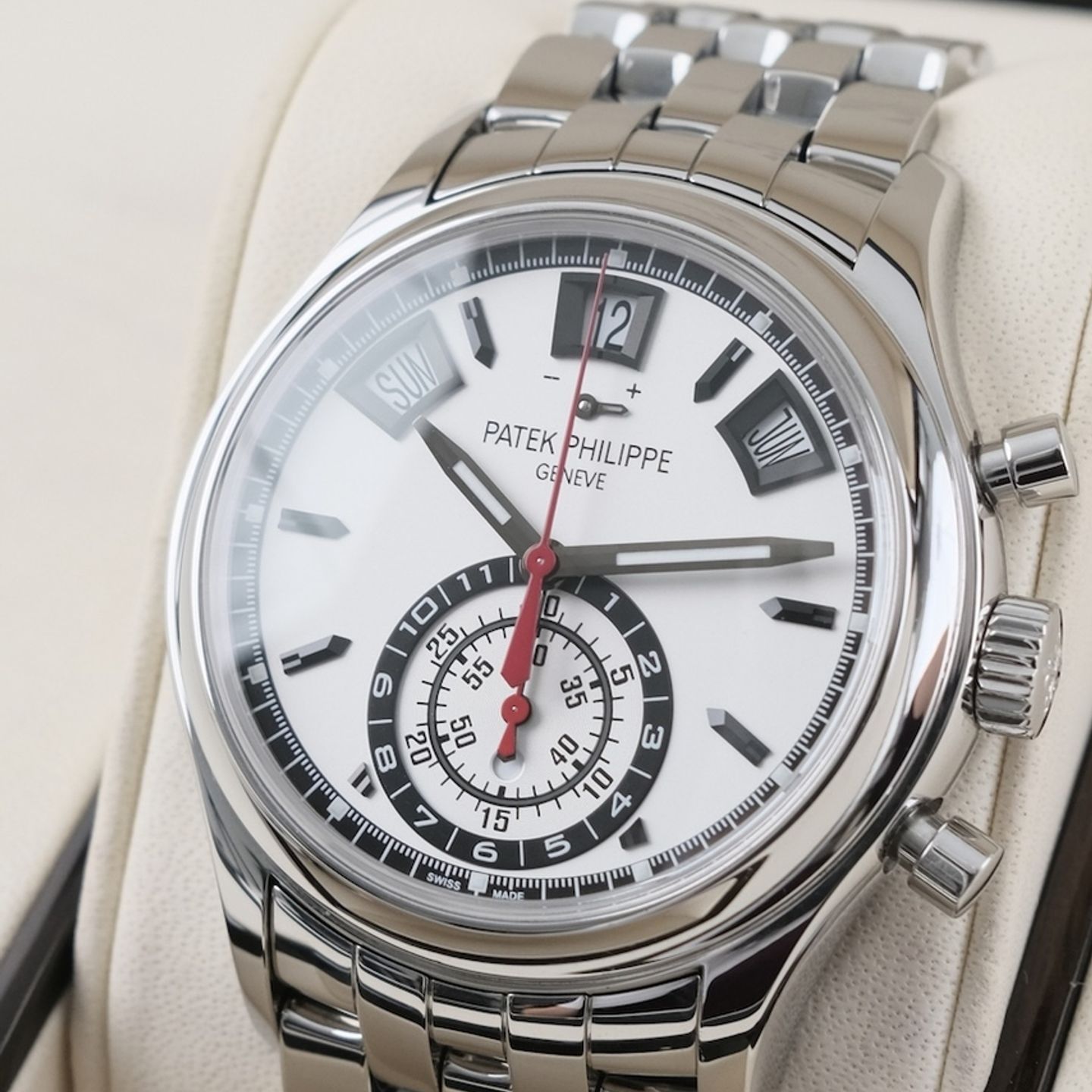 Patek Philippe Annual Calendar Chronograph 5960/1A-001 (2017) - Zilver wijzerplaat 41mm Staal (4/8)