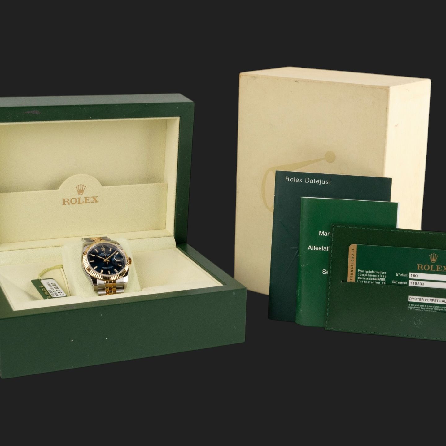 Rolex Datejust 36 116233 (2011) - Blue dial 36 mm Gold/Steel case (8/8)