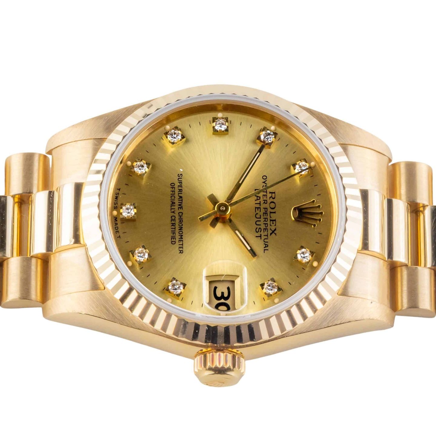 Rolex Datejust 31 68278 (1990) - Champagne dial 31 mm Yellow Gold case (6/8)