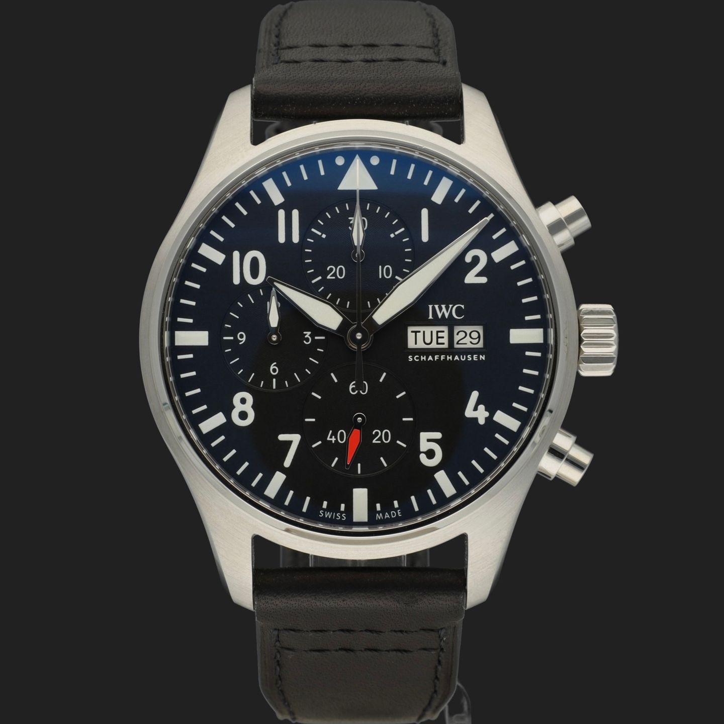 IWC Pilot Chronograph IW378001 (2022) - Zwart wijzerplaat 43mm Staal (3/8)