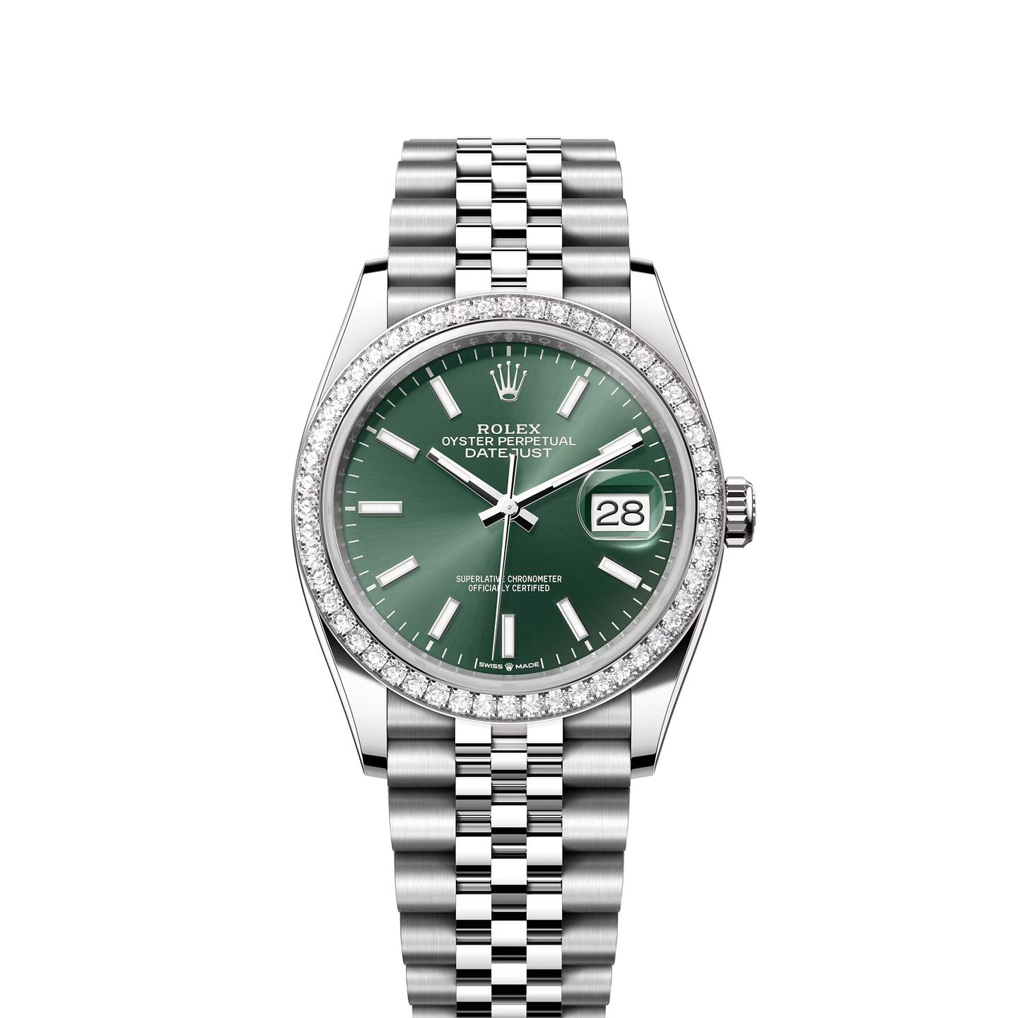 Rolex Datejust 36 126284RBR (2024) - Groen wijzerplaat 36mm Staal (1/8)