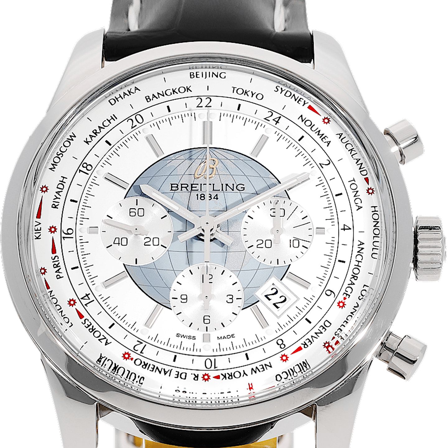 Breitling Transocean Chronograph Unitime AB0510U0/A732 (2022) - White dial 46 mm Steel case (1/5)