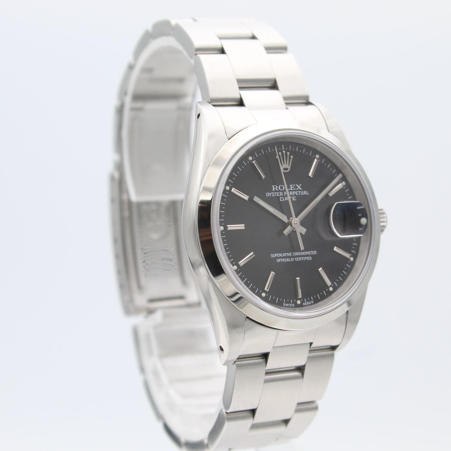 Rolex Oyster Perpetual Date 15200 (1991) - Zwart wijzerplaat 34mm Staal (3/8)