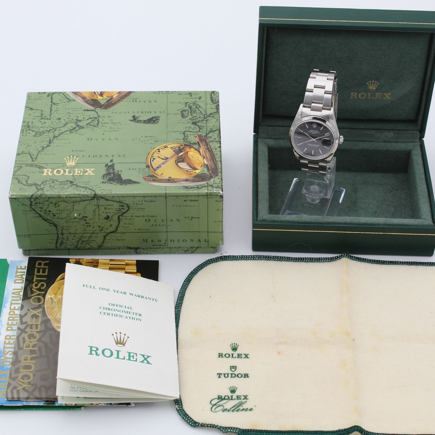 Rolex Oyster Perpetual Date 15200 (1991) - Zwart wijzerplaat 34mm Staal (2/8)