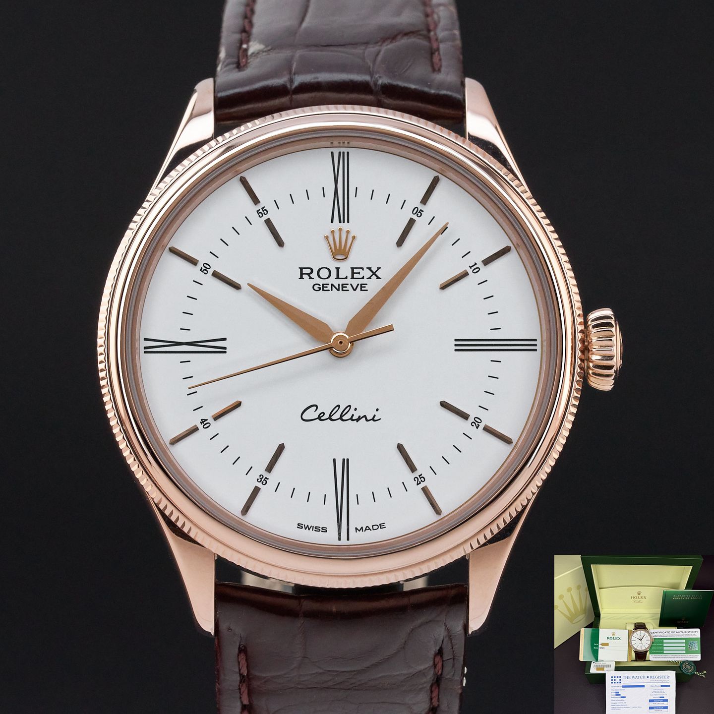 Rolex Cellini Time 50505 (2017) - Zilver wijzerplaat 39mm Roségoud (1/8)