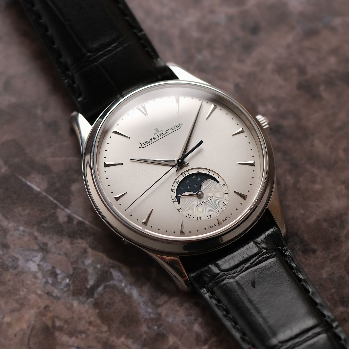 Jaeger-LeCoultre Master Ultra Thin Moon Q1368420 (Onbekend (willekeurig serienummer)) - Zilver wijzerplaat 39mm Staal (1/5)